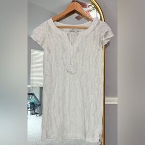 Vineyard Vines Swim Cover up Dress lace see-through with tassel XS